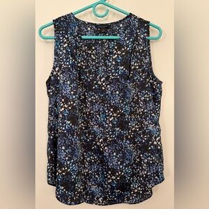 Banana Republic Abstract Blue and Black Sleeveless Blouse